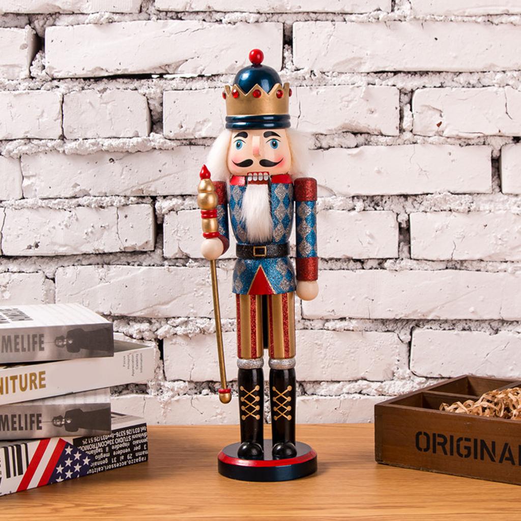 36/38CM Xmas Traditional Wood Nutcracker Action Figure Home Decoration
