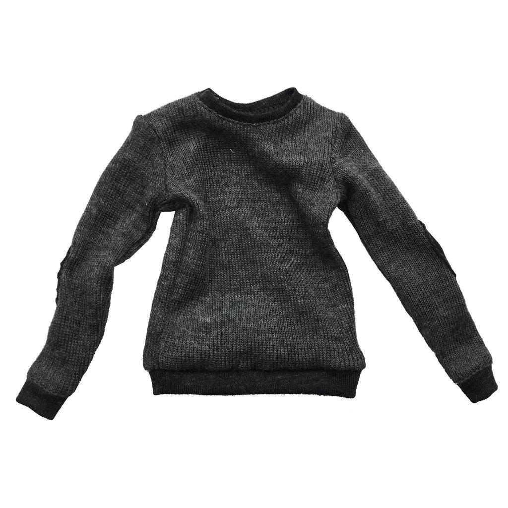 1/6 Scale Male Black Sweater Clothes Long sleeved T-shirt For 12'' Action Figure