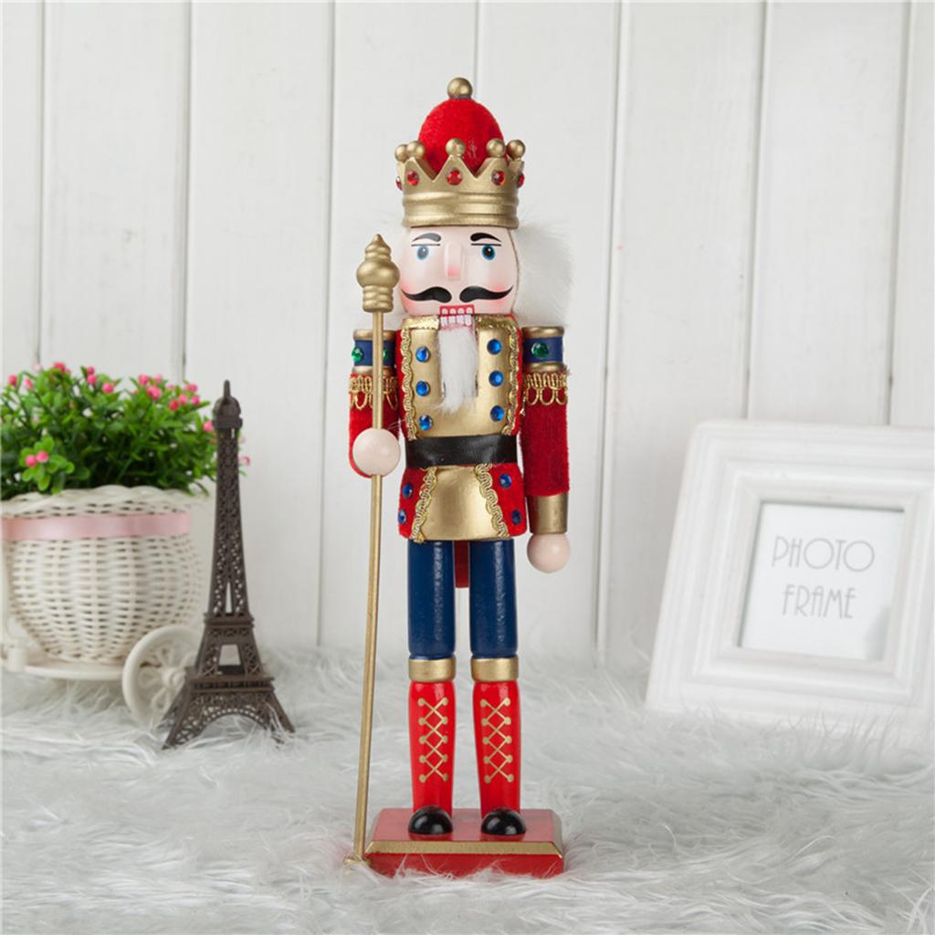 3pcs 30cm Wooden Nutcracker Figurine Christmas Ornaments Decoration Dolls