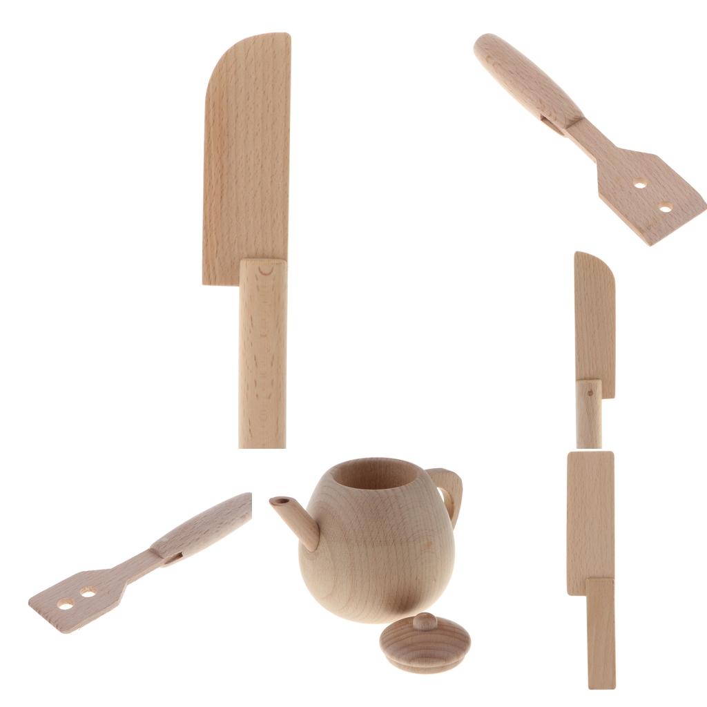 Wooden Solid Beech Cookware Kid Pretend Play Game Kitchen Toy - Scoop S