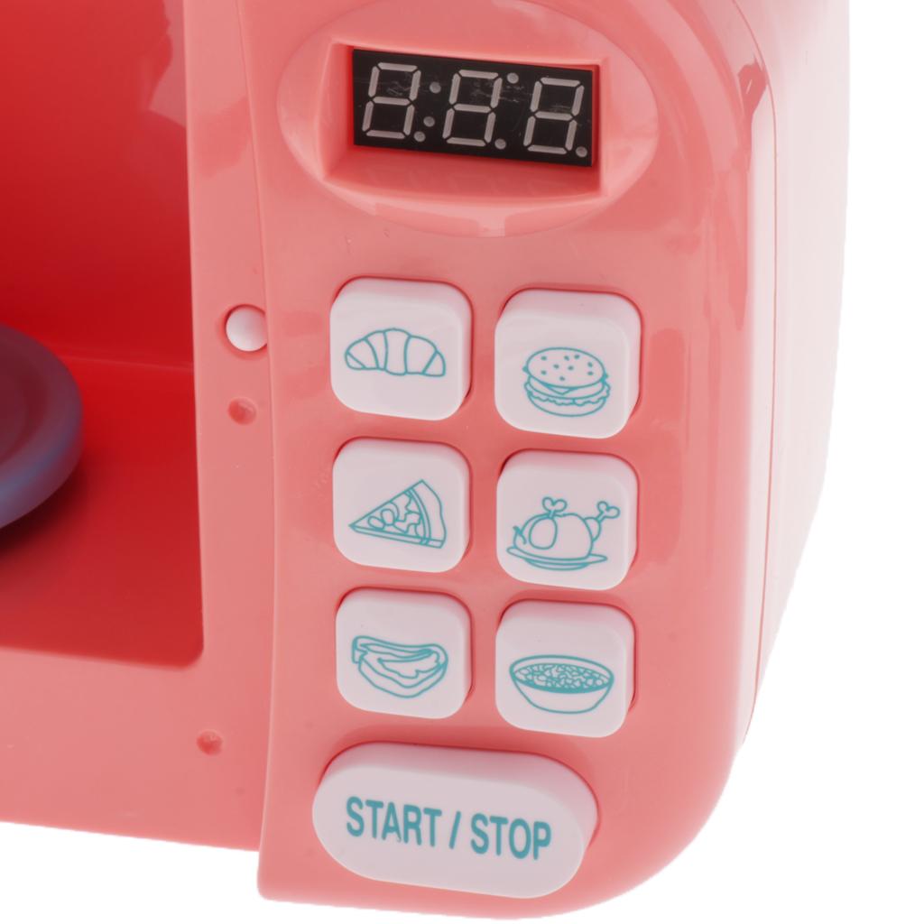 Electric Microwave Oven Preschool Role Kid Kitchen Cookware Playset Pink