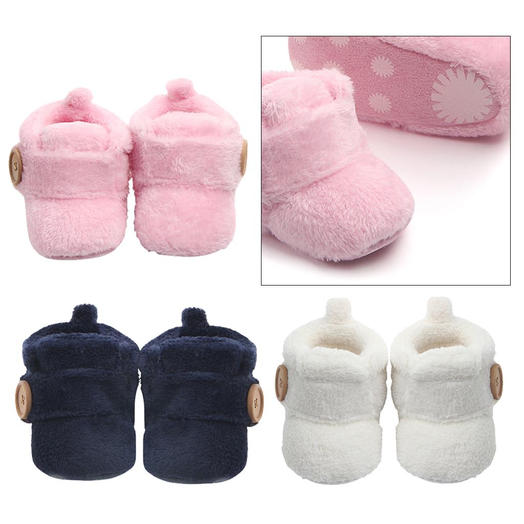Baby Soft Cloth Sole Shoes Winter Warm Toddler Shoes 9-15Months White