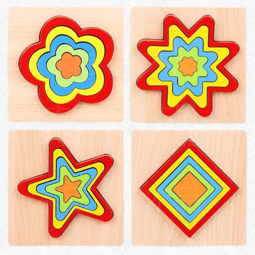 Geometric Jigsaw Puzzle Kids Preschool Educational Toy Gift Quadrangle 