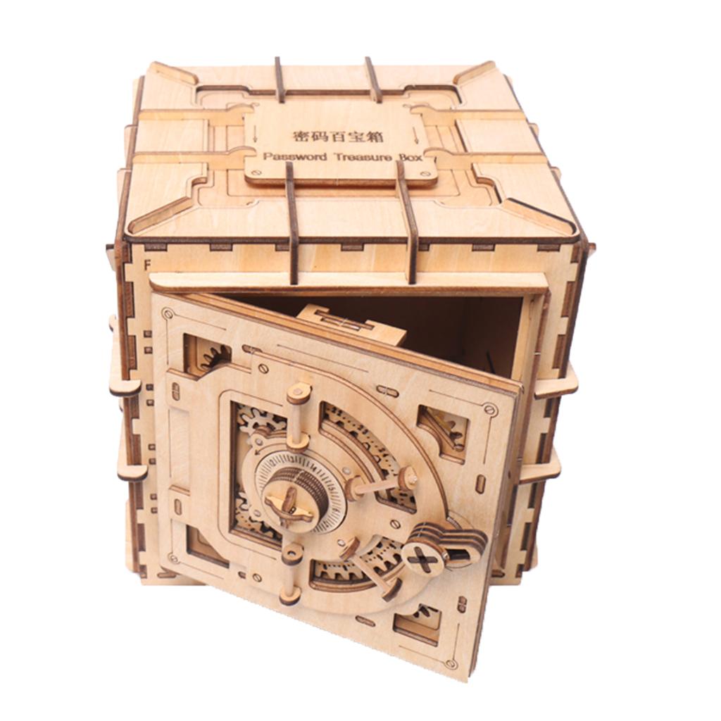 DIY 3D Wooden Jigsaw Treasure Chest Model Construction Kit Toy Puzzle Gift