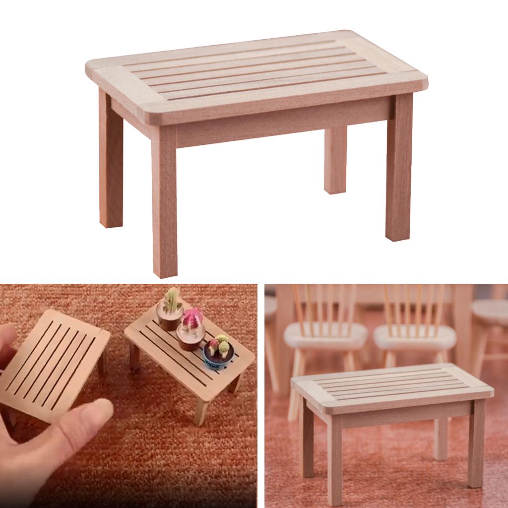 2x1:12 Scale Mini Solid Tea Table Dollhouse Miniatures Furniture Model Accs