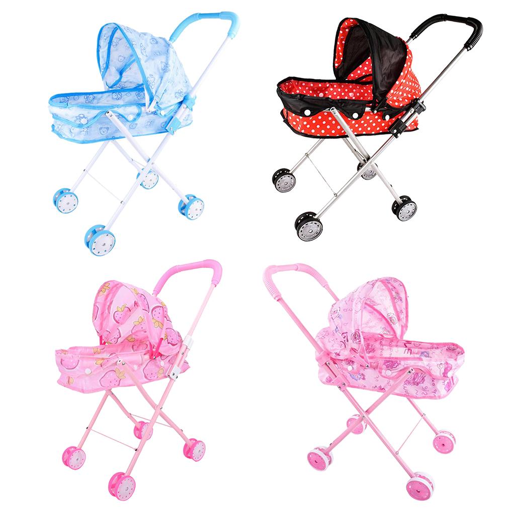 Baby Dolls Stroller Pushchair Folding Kids Pretend Role Play Toys Blue