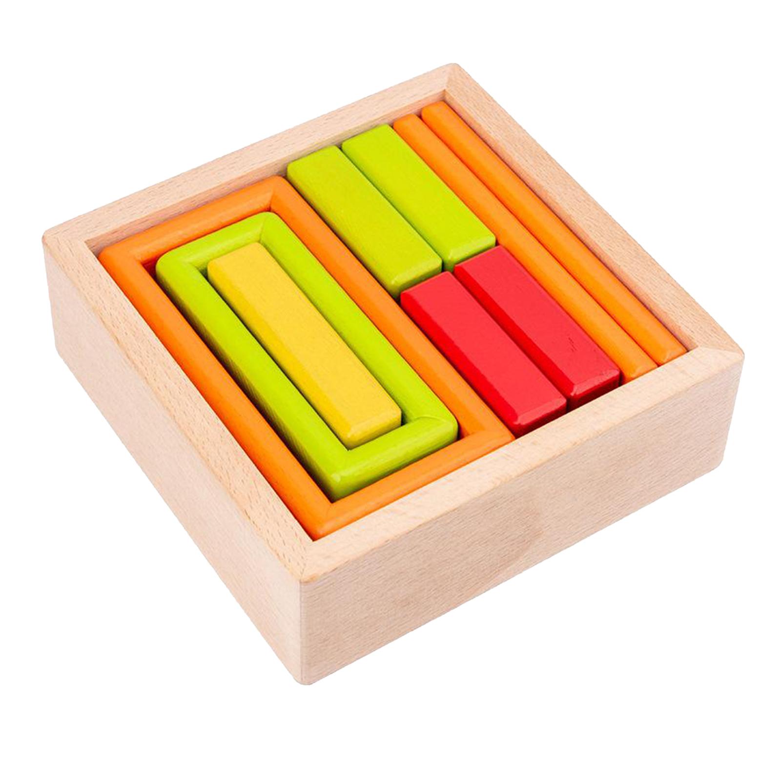 Wooden Rainbow Building Stacking Blocks Toddler Educational Toy Rectangle