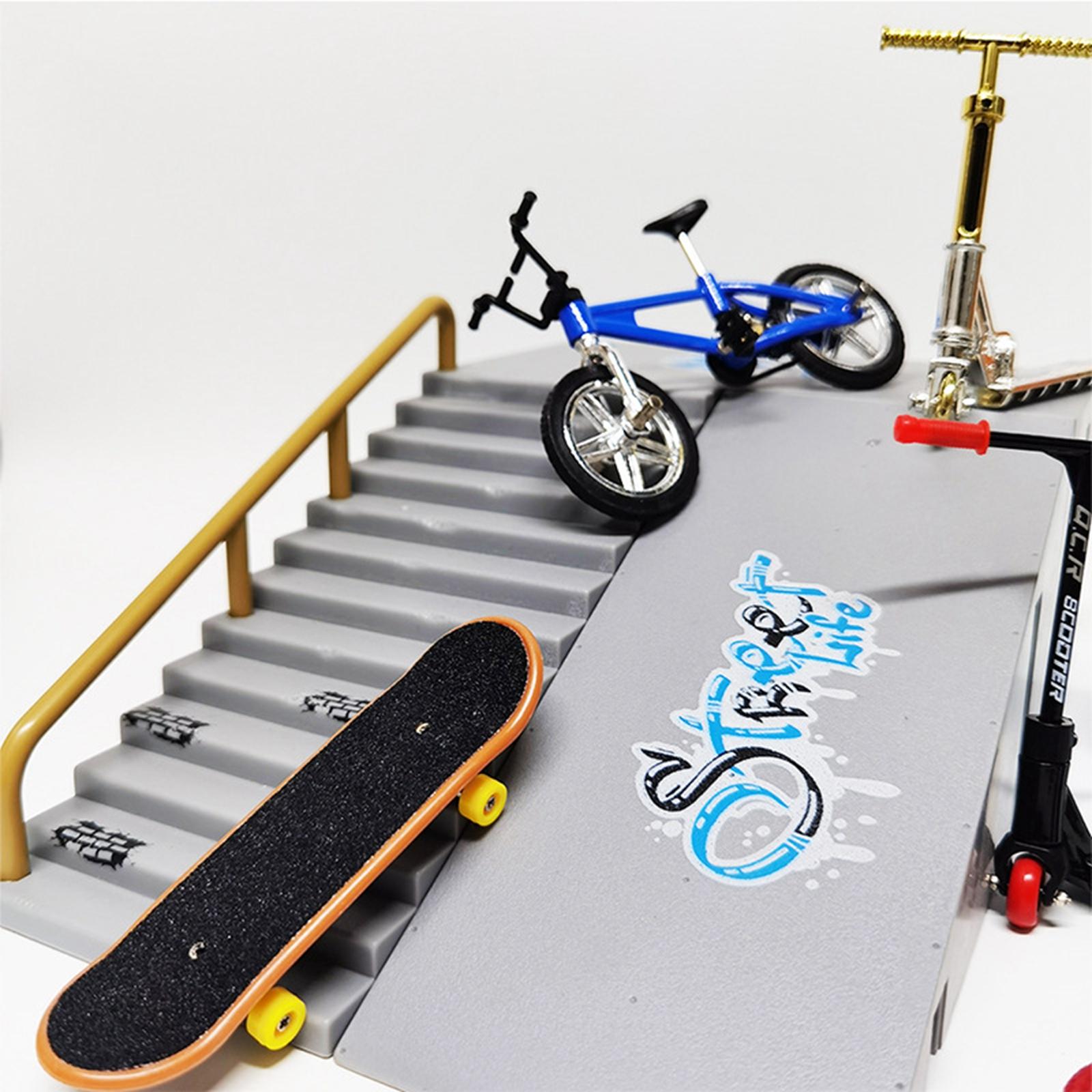 Finger Skateboard Bike Kid Toys Practicing Matching Scooter Ramp Kit  CDH-10