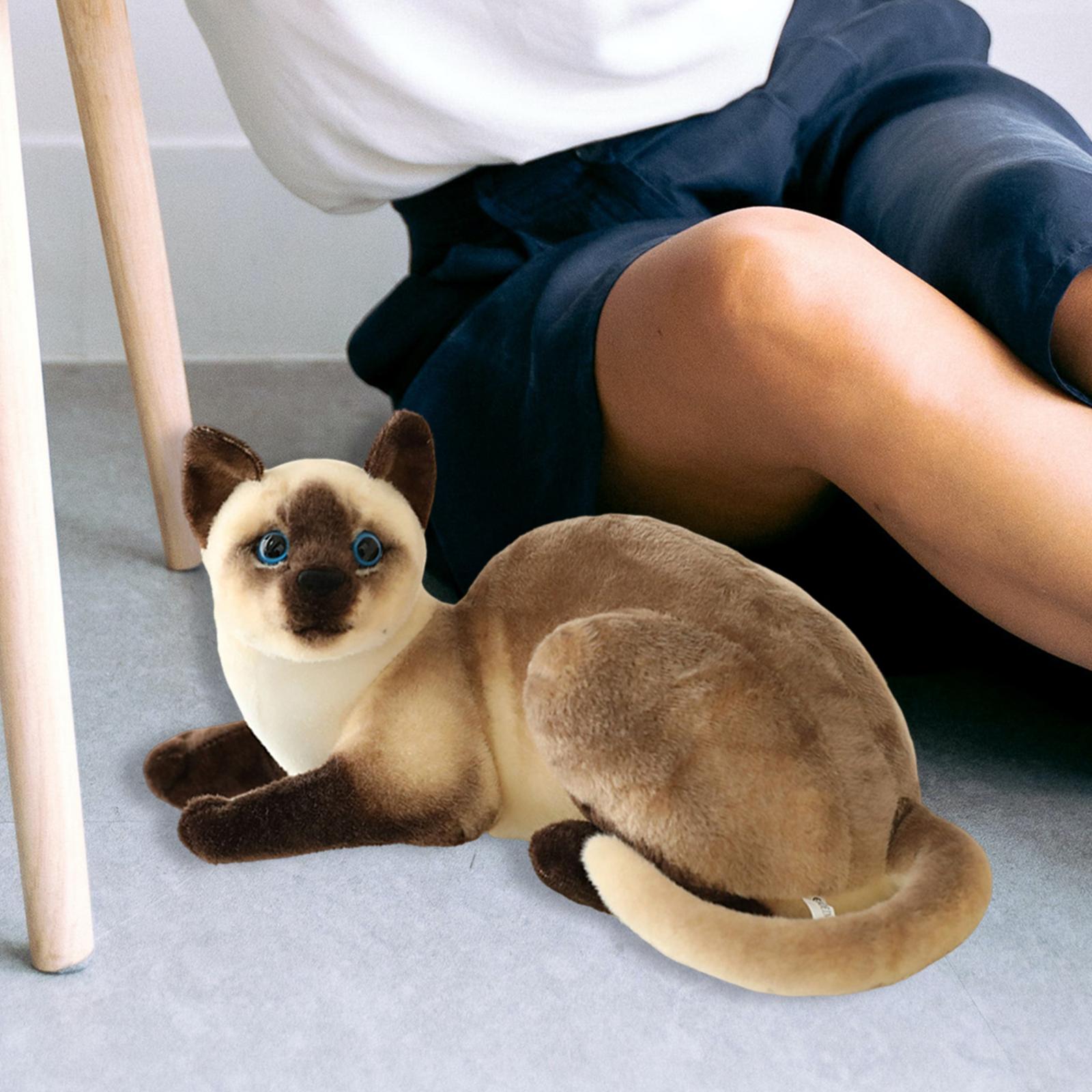 3x Simulation Siamese Cats Animal Plush Padding Stuffed for Gifts