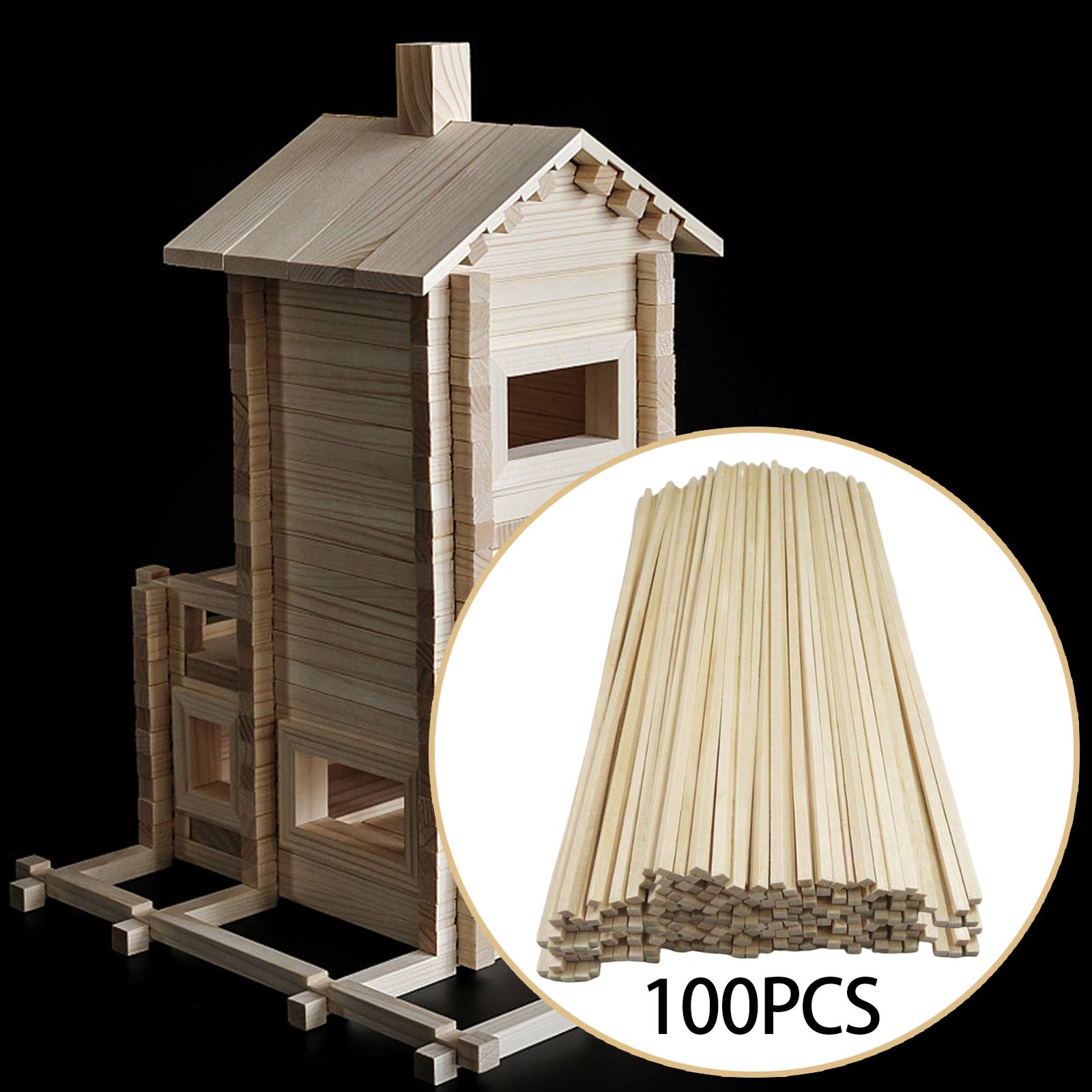 100Pcs Unfinished Wood Sticks Woodcrafts for Crafts Model Building Supplies 100cm