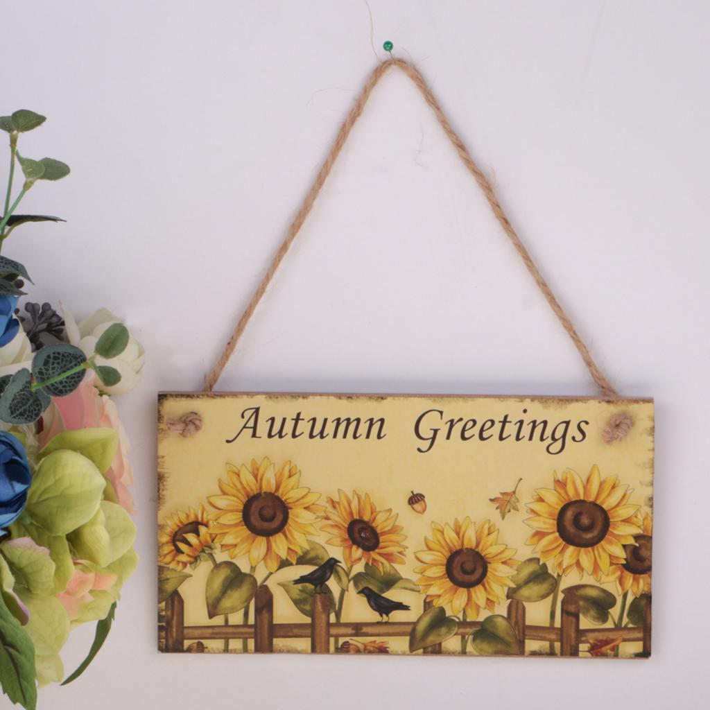 Rectangle Wooden Board Hanging Plaque Halloween Fall Seasonal Harvest Decor 