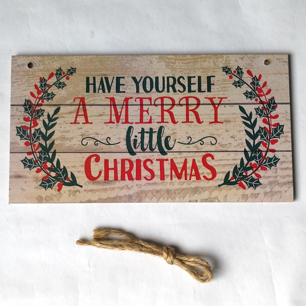 Have Yourself a Merry Little Christmas Wooden Plaque Board Home Hanging Sign