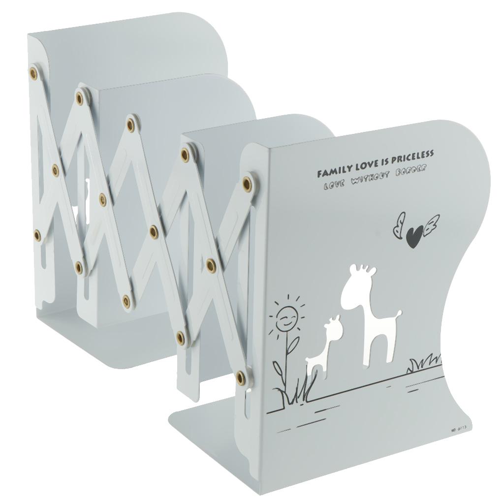 Delicate Deer Hollow Out Heavy Duty Metal Bookend Holder Stand Rack White