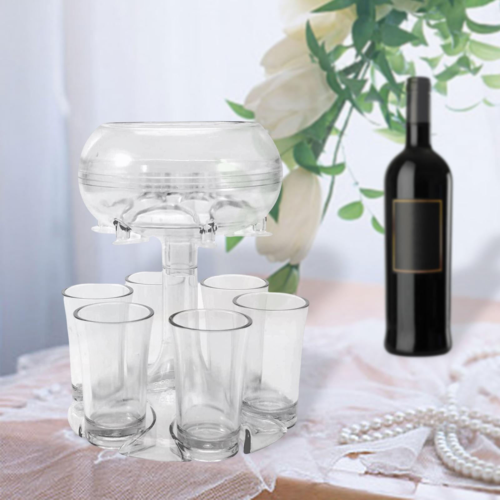 6 Shot Glass Dispenser and Holder for Beverage, Cocktail, Wine and Juice, Clear
