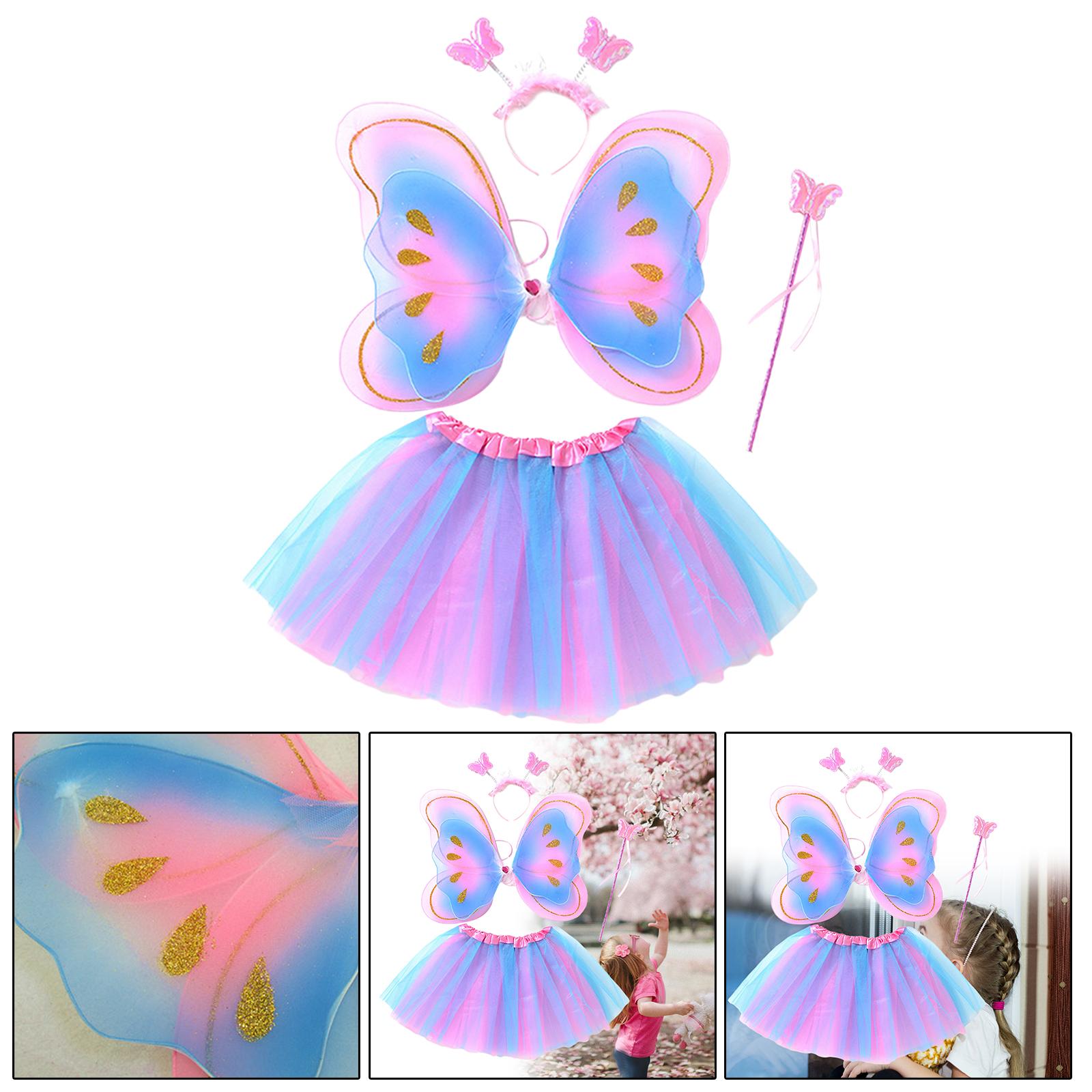Girls Fairy Butterfly Costume Set for Princess Cosplay Christmas Holiday