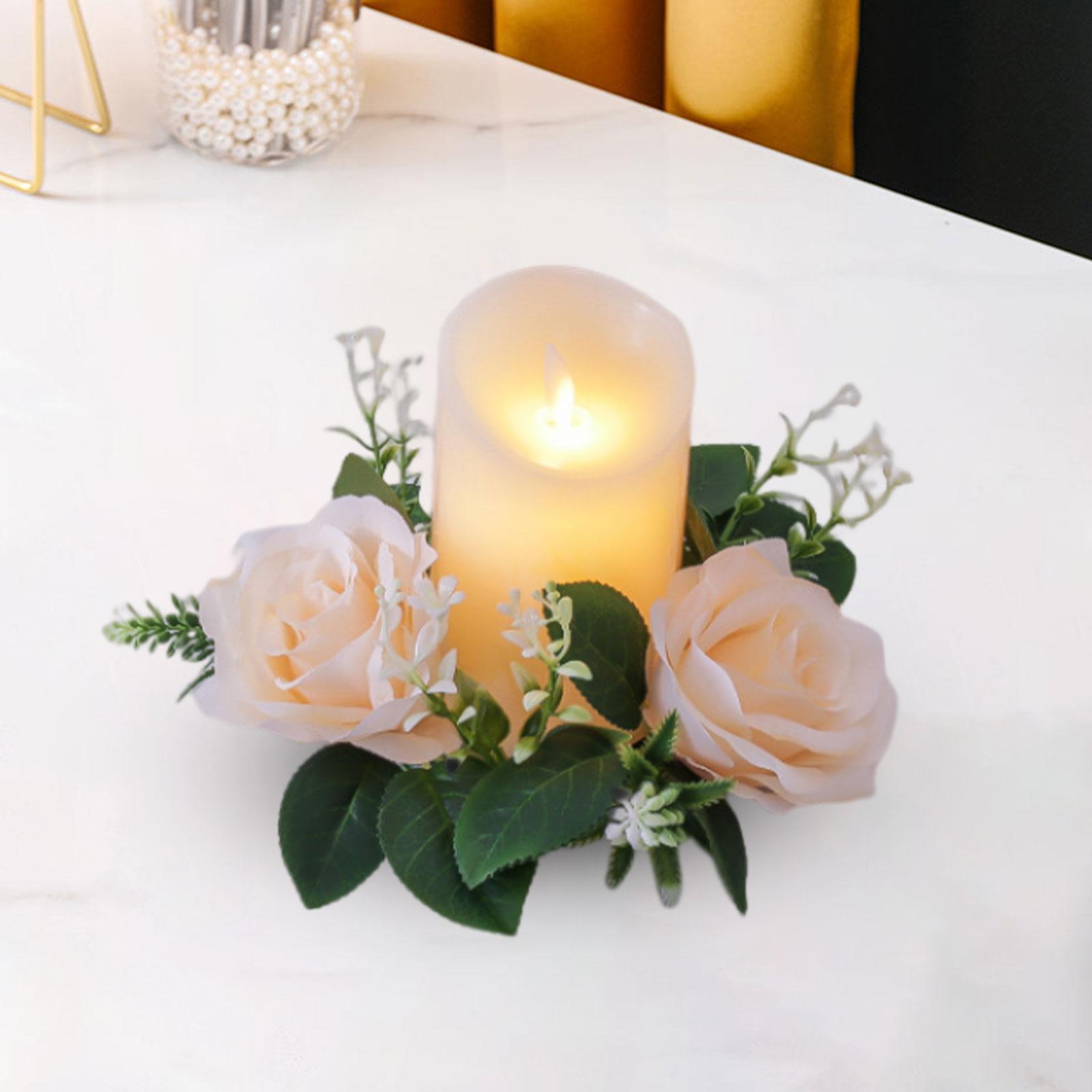 Artificial Roses Candle Rings Round 23cm for Centerpieces Window Champagne