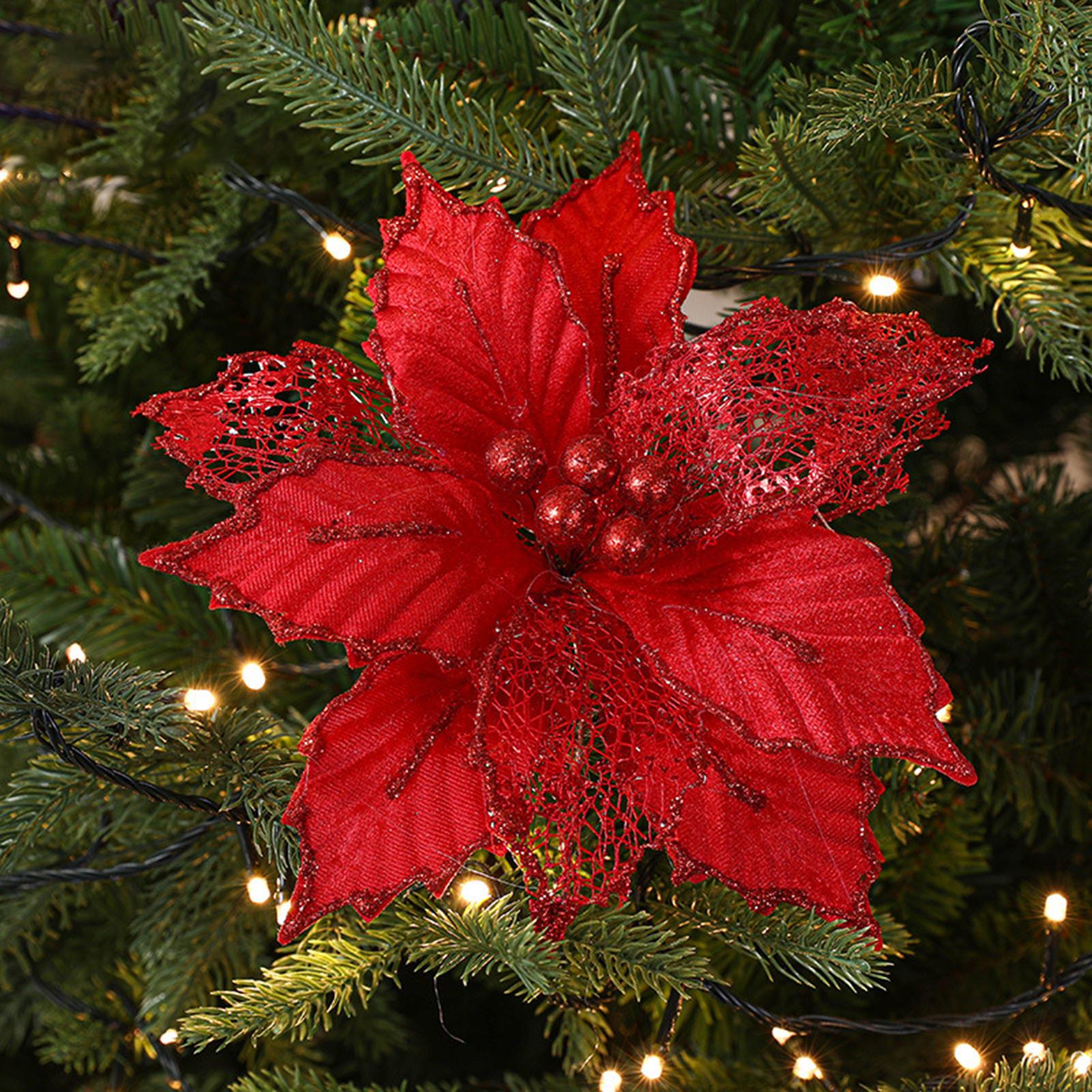 Christmas Poinsettia Artificial Flowers Simulated Christmas Flower for Party Red