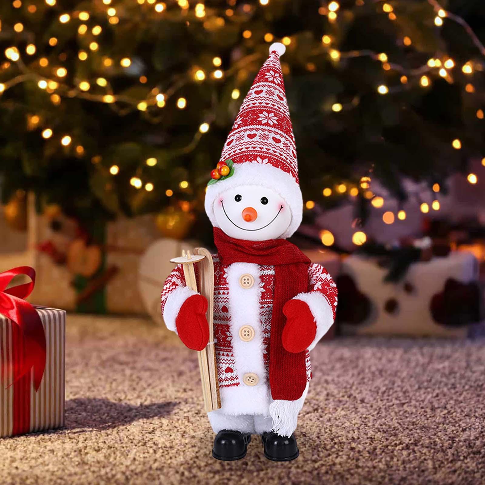 Swinging Snowman Electric Present Standing Doll for Christmas Party Tabletop