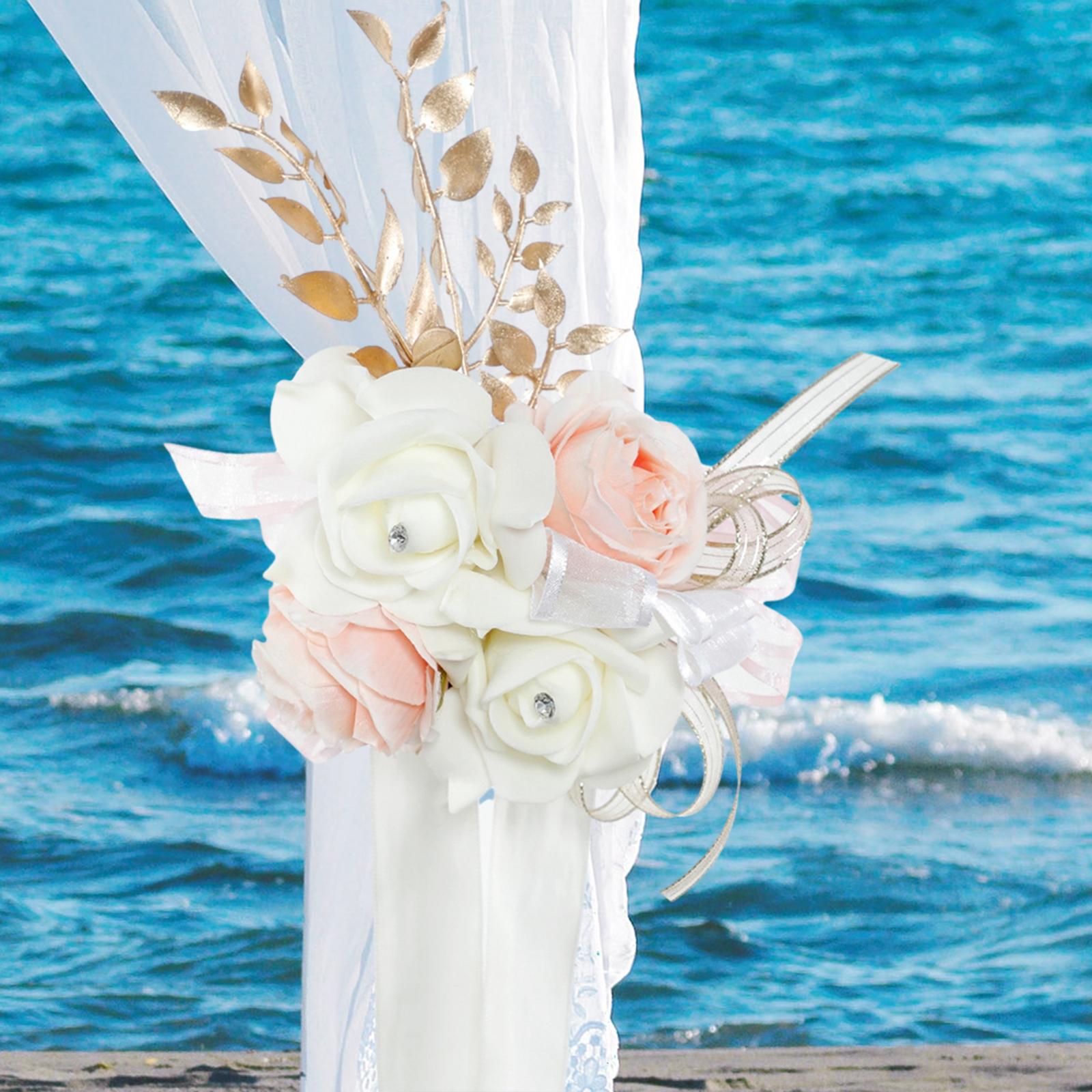 Chair Back Artificial Flower Curtain Tiebacks for Party Chair, Bench Wedding