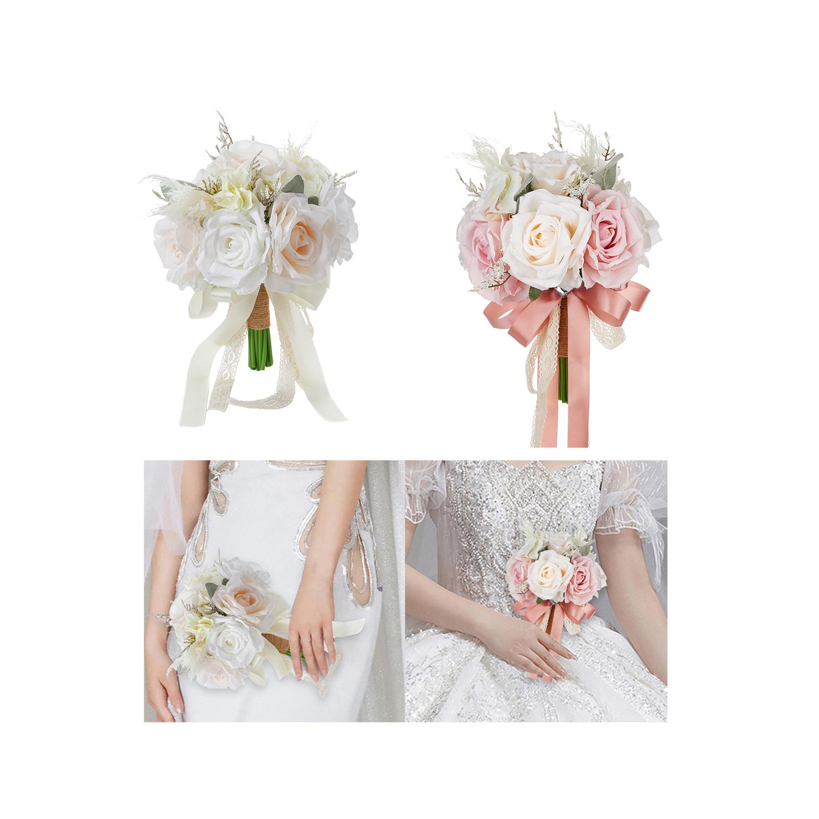 Wedding Bouquet Artificial Flowers for Graduation Party Wedding Centerpieces White