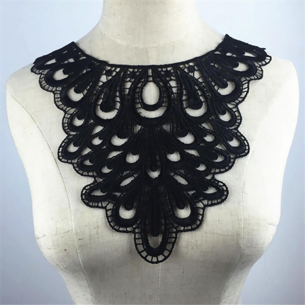 Fabric Polyester Venise Collar Neckline Lace Trim Applique DIY Sewing Craft - Picture 2 of 8