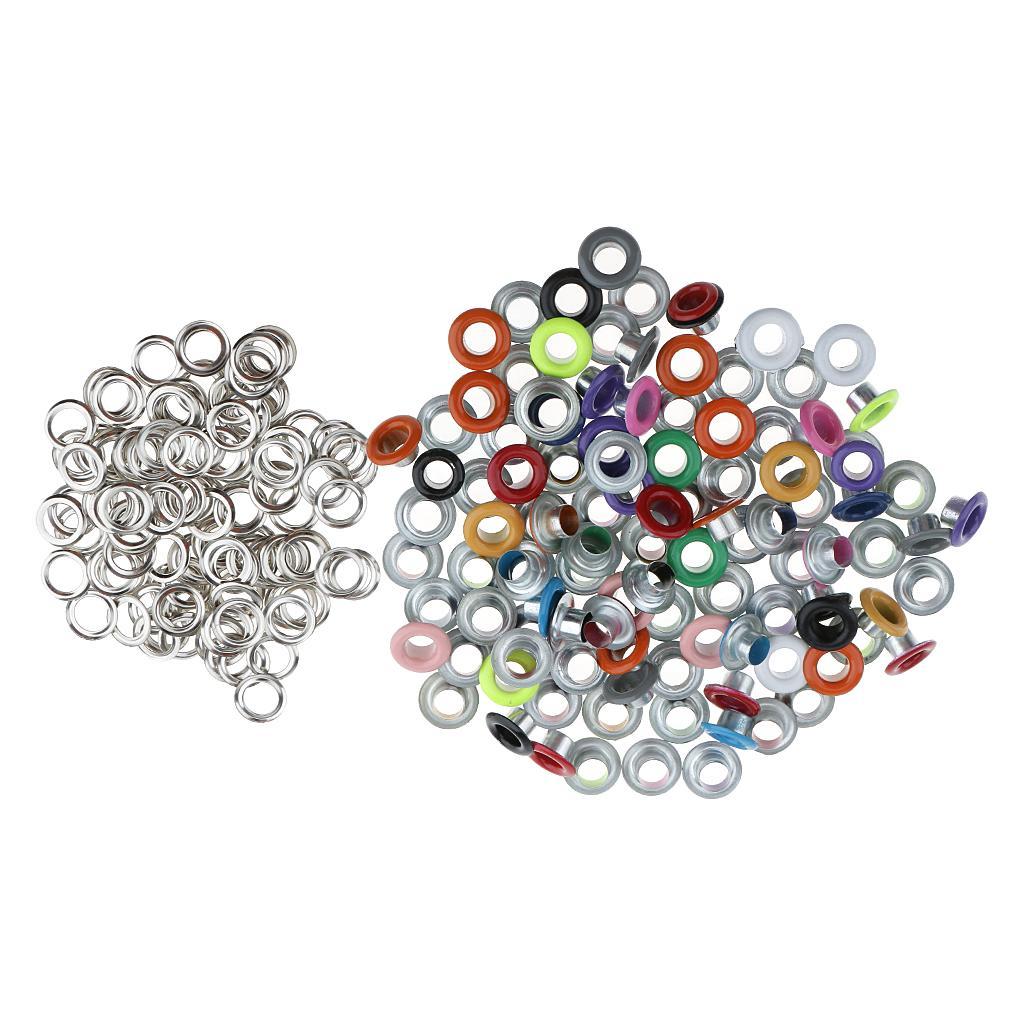 100er sortierte Farbe Metall Eyelets ''Rund'' Ösen Schnalle für Lederwaren 
