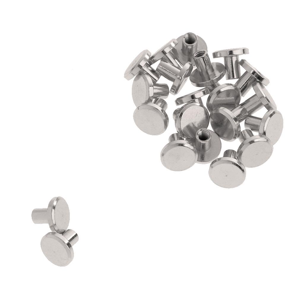 4x20 Sets 8mm Round Rivet Screw Studs Chicago Screw Leather Craft Silver