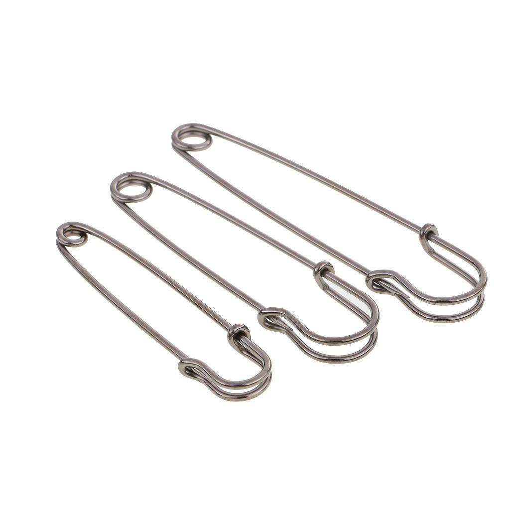 3pcs Stainless Steel Safety Pin Heavy Duty Spring Large Blanket Craft ...
