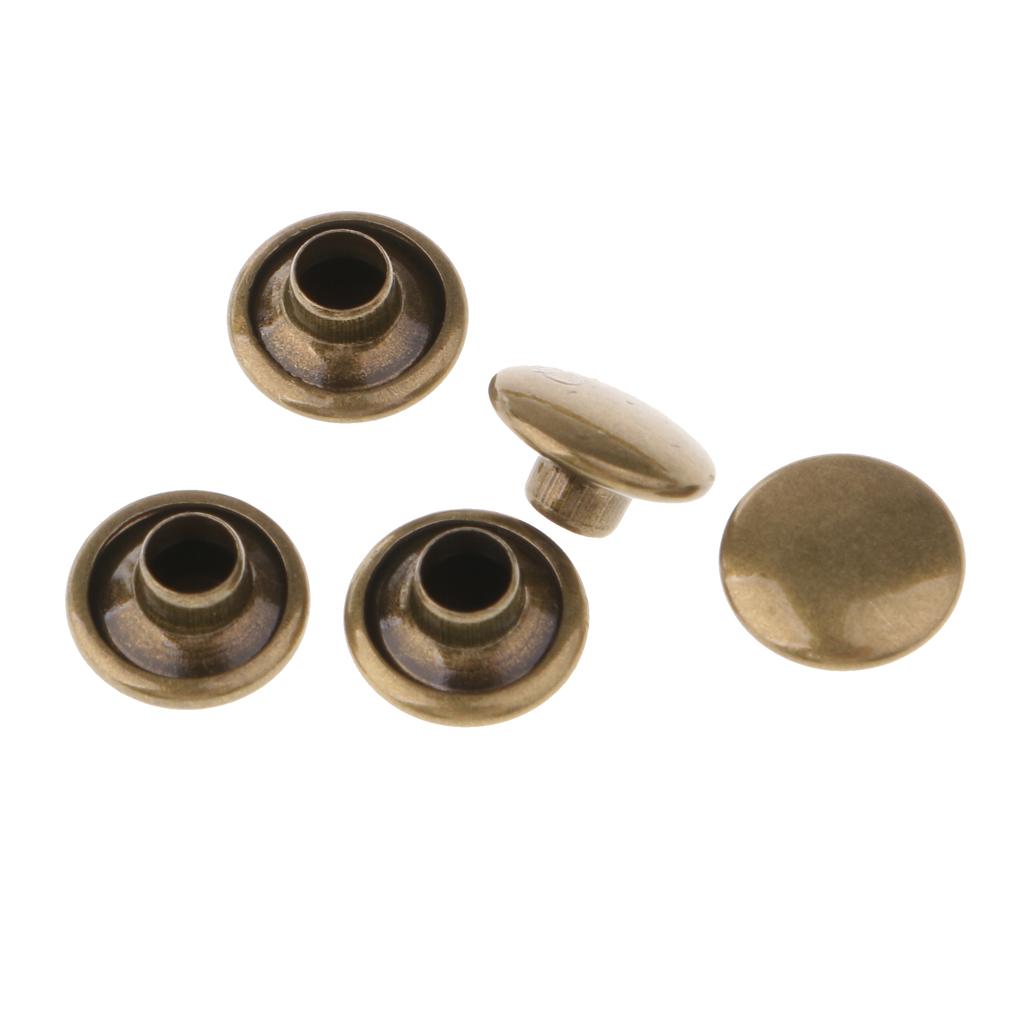 100 SET TUBULAR RIVETS DOUBLE CAP 6MM/8MM/9MM/10MM CAP LEATHER CRAFT