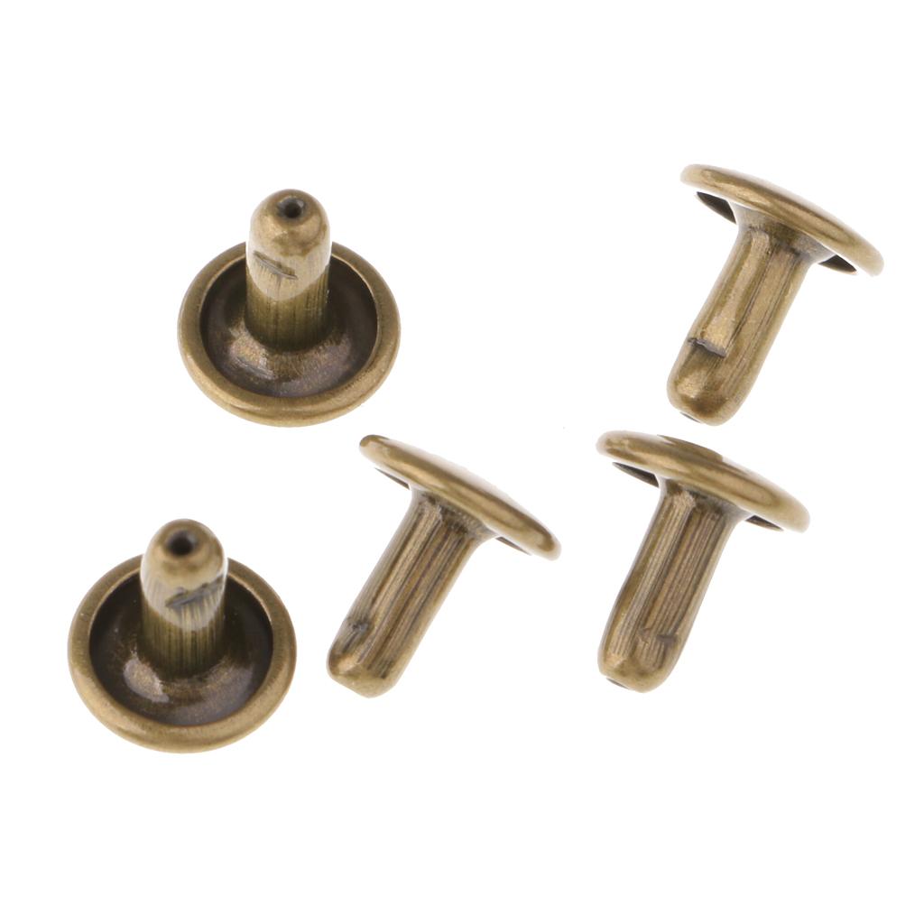 100 SET TUBULAR RIVETS DOUBLE CAP 6MM/8MM/9MM/10MM CAP LEATHER CRAFT