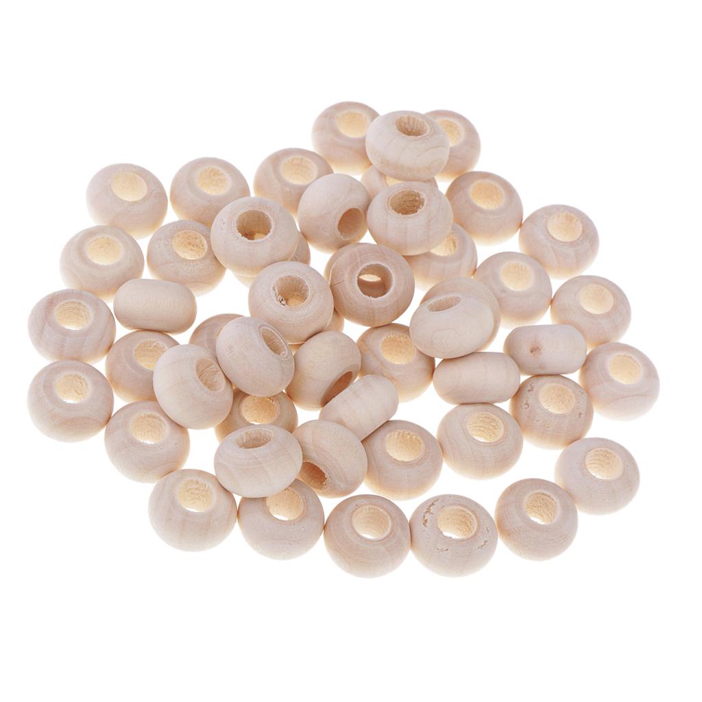 300 Pieces Natural Wooden Beads Large Hole Spacer Bead Jewelry Making Charms