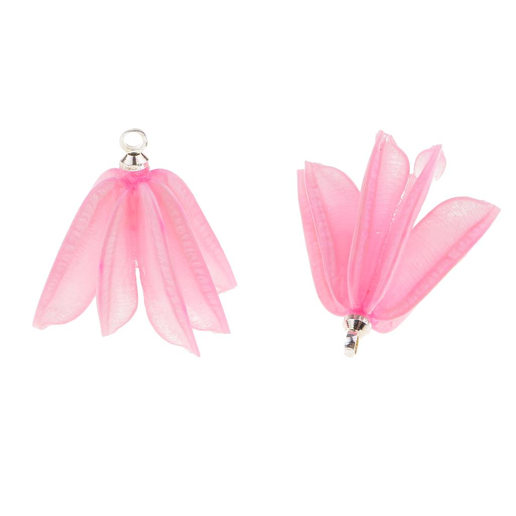 2x Handmade Resin Glue Natural Flowers Pendants Charms Earrings pink 