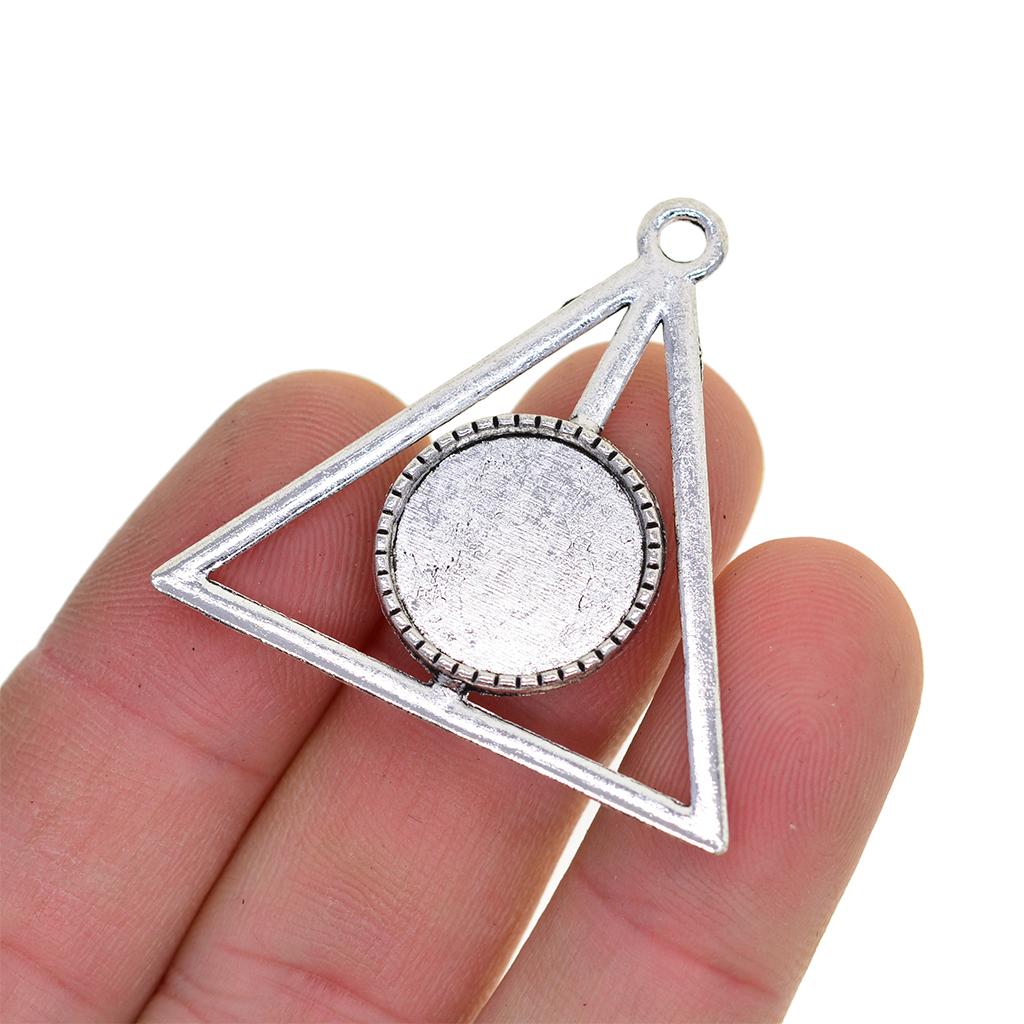 20 x Tibetan Silver Triangle Blank round Bezel Base Mixed