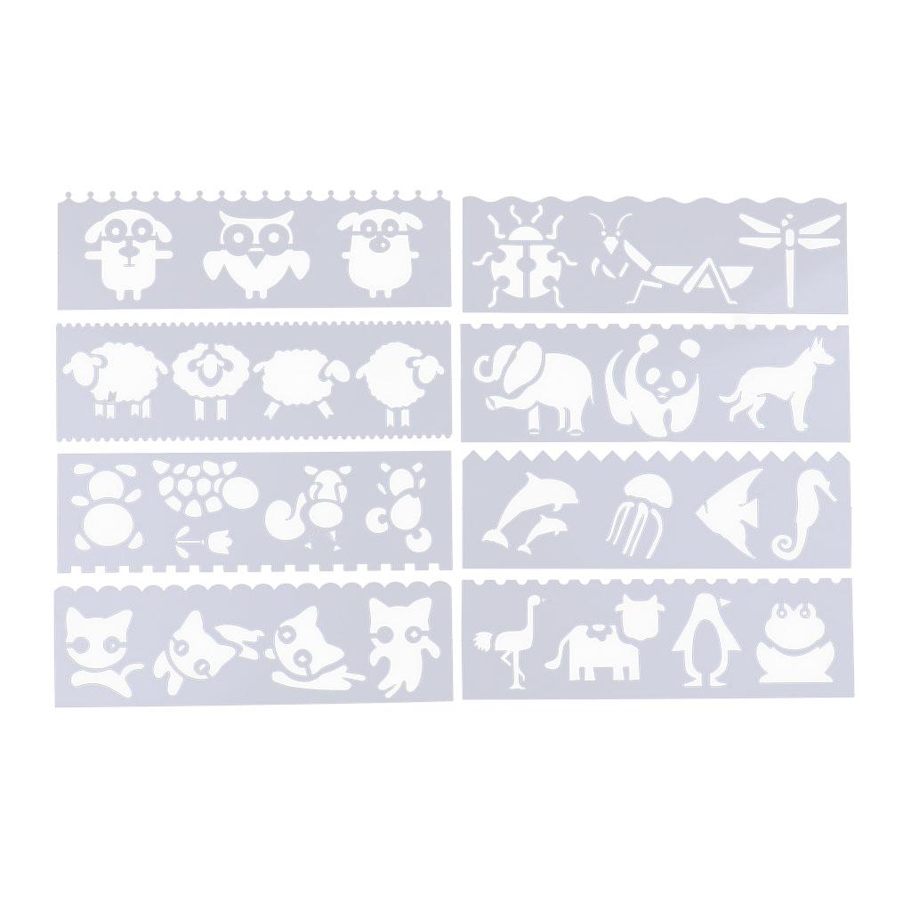 8 Style Journal Drawing Template Stencils Set Scrapbooking DIY Card Animal
