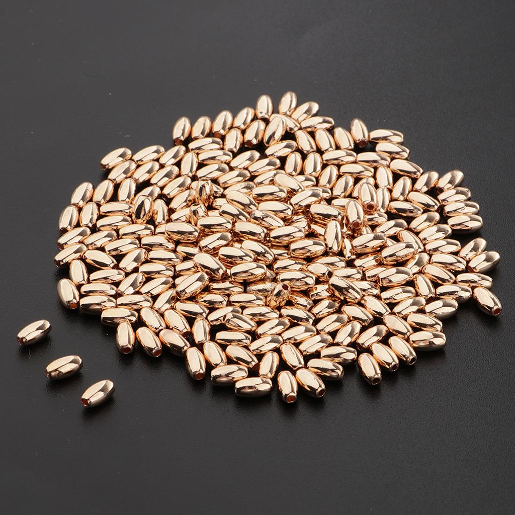 100Pieces Metal Oval Loose Spacer Beads Jewelry Making KC Golden