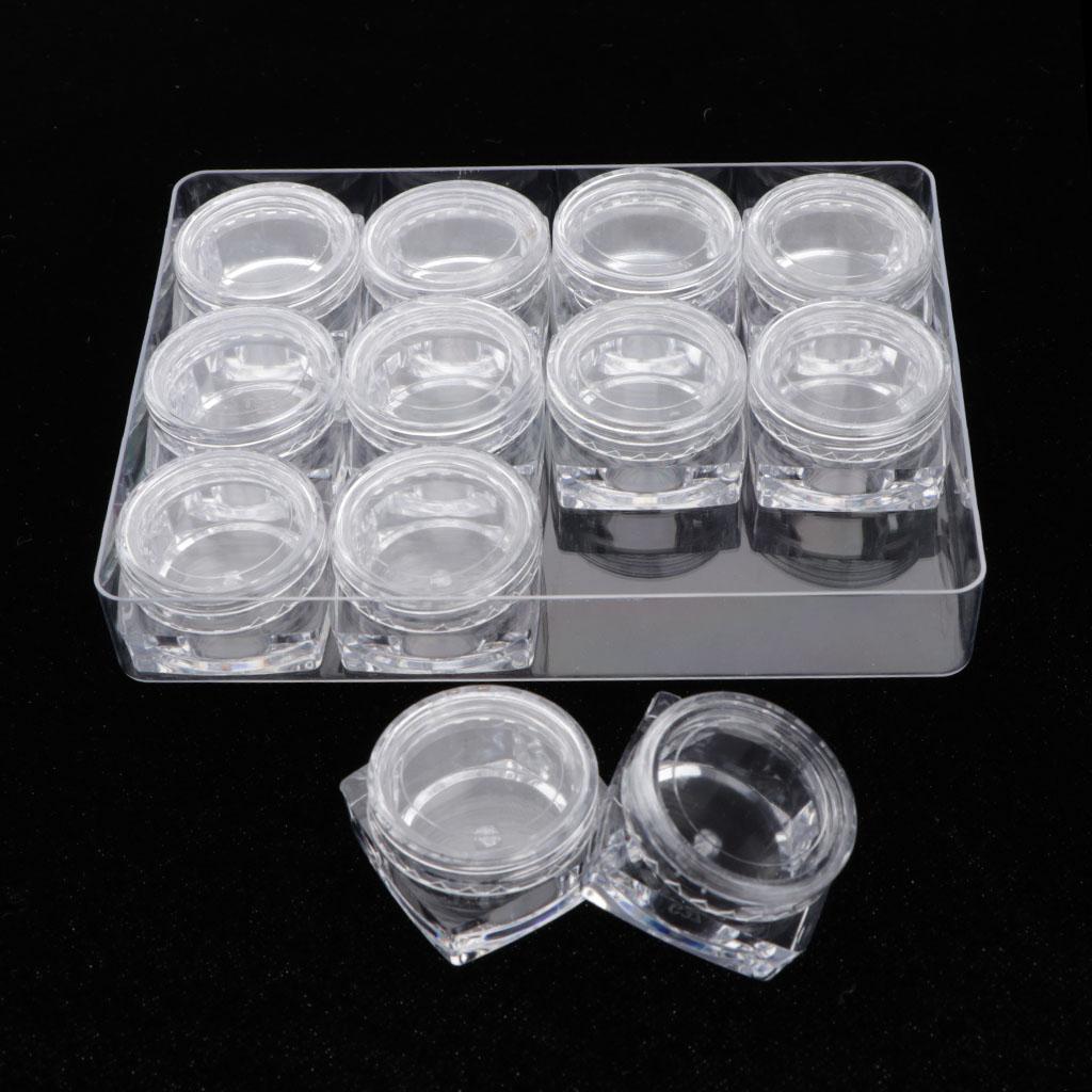 12 Pieces Clear Storage Boxes Jewelry Nail Art Beads Pills Mini Item Cases