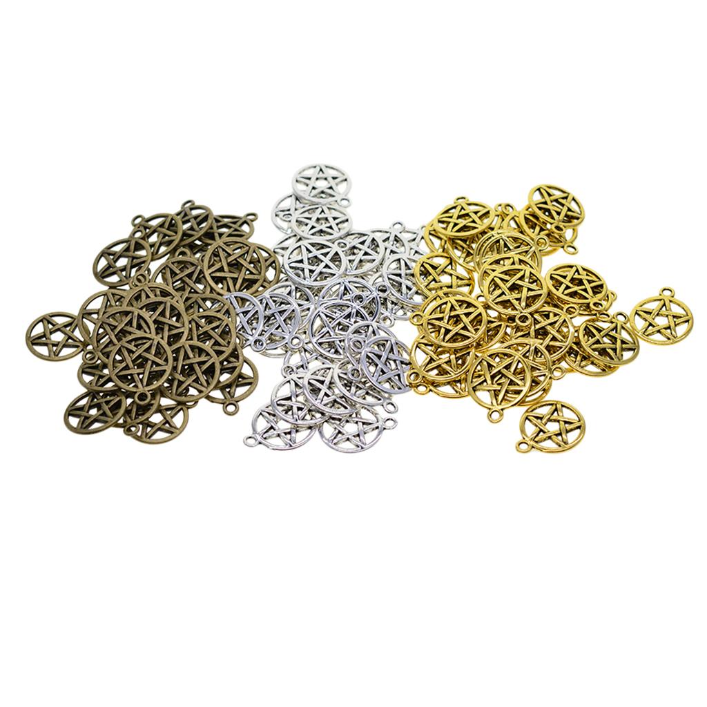 50 Pcs Antique Tone Round Star Celtic Knot Jewelry Making Charms Pendants