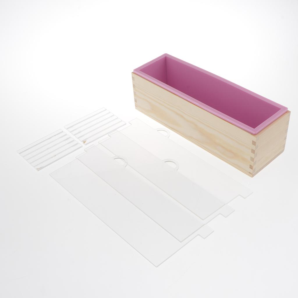 Rectangle Divided Silicone Soap Loaf Mold with Wooden Box and DIY Mould