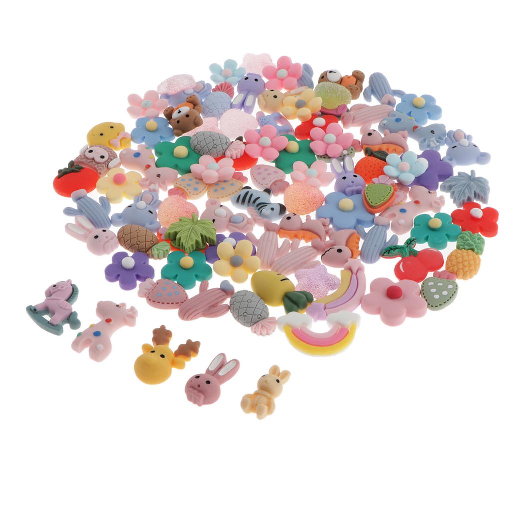 100 Pieces Kawaii Shaped Resin Flatback Cabochon Embellishments DIY Crafts