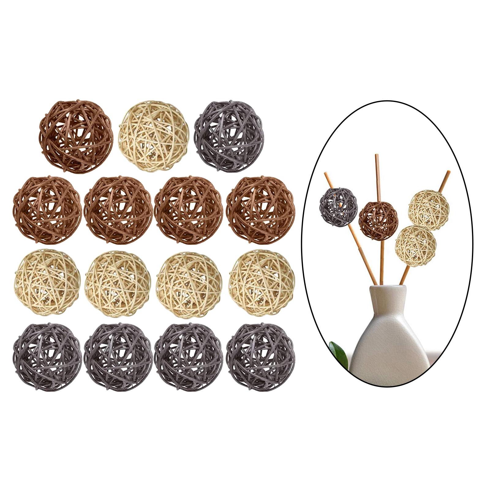 15/24Pc 5cm Wicker Rattan Balls Wedding Christmas Party Natural Gray White15