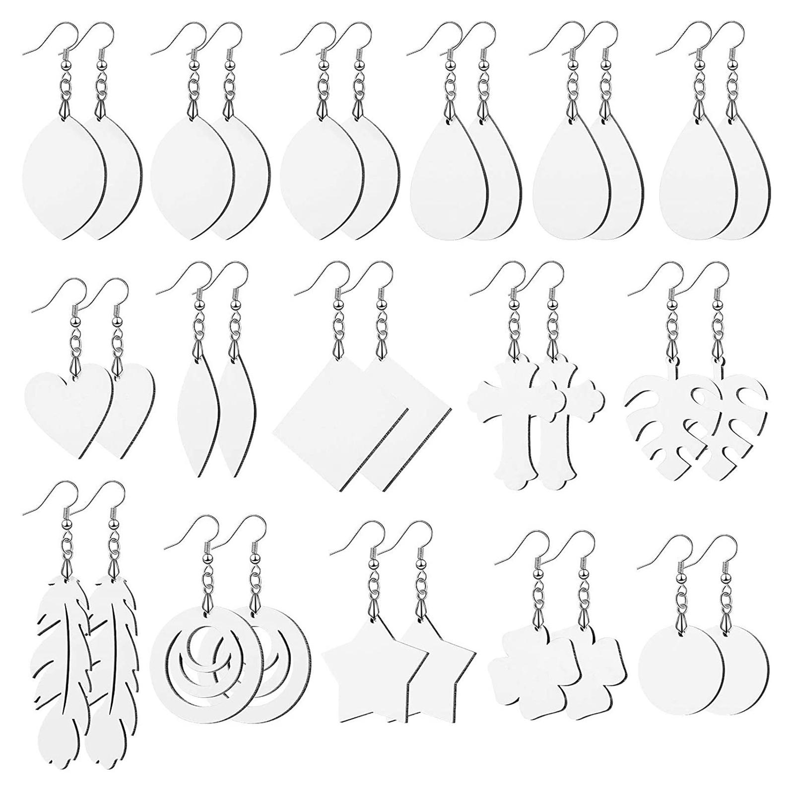 32Pcs Sublimation Blank Earrings Teardrop for Women paw buckle