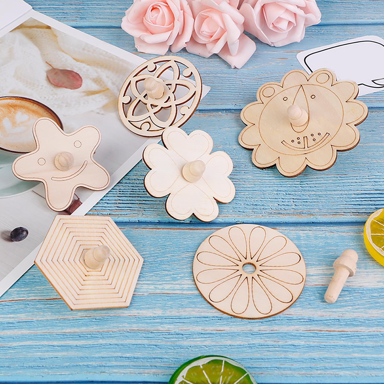 30Pcs Unfinished Wooden Spinner Top Gyro Toys Kids DIY Family Games Gift