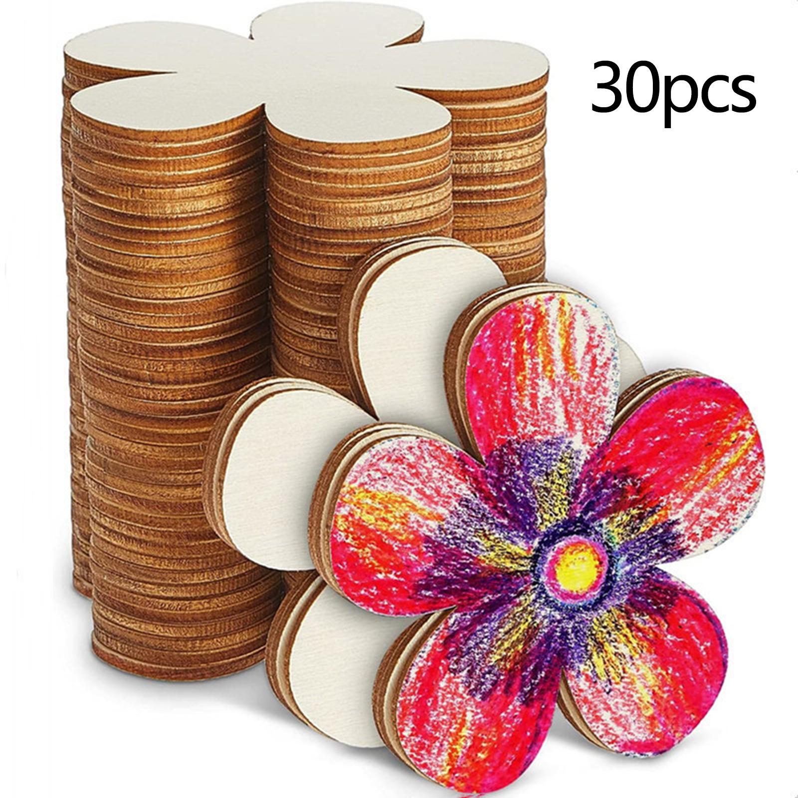 30Pcs Unfinished Blank Wood Coaster Wooden Slices for Party Drawing Birthday