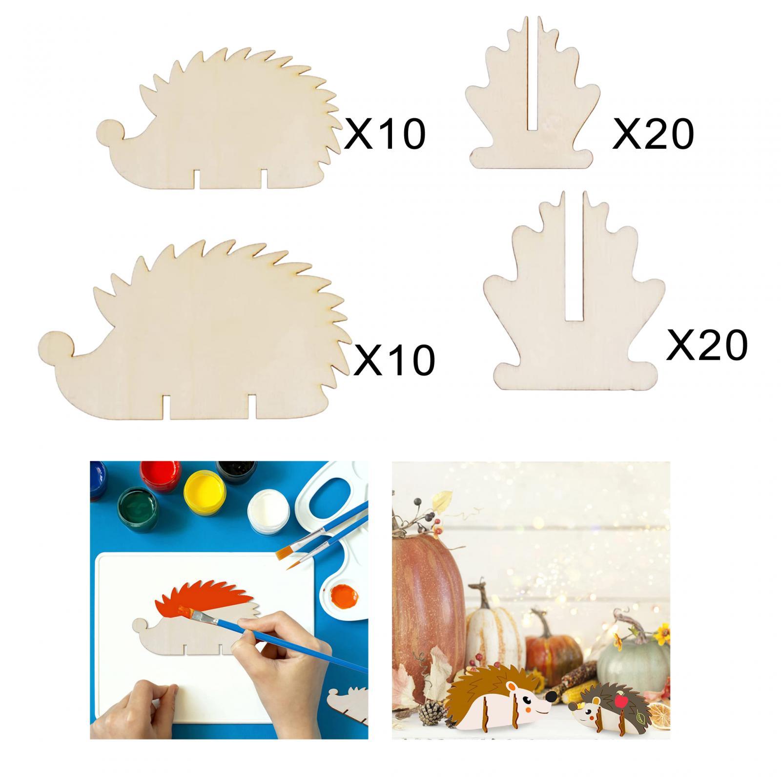 20 Set Hedgehog Wooden Cutouts DIY Projects for Wedding Drawing Scrapbooking