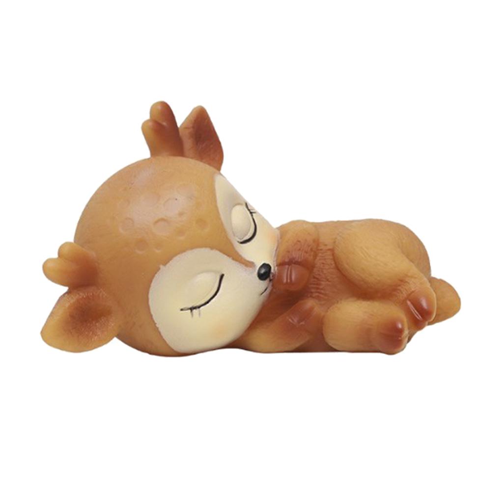 2pcs Lovely Deer Ornaments Silicone Sleeping Animal Figurines Decoration