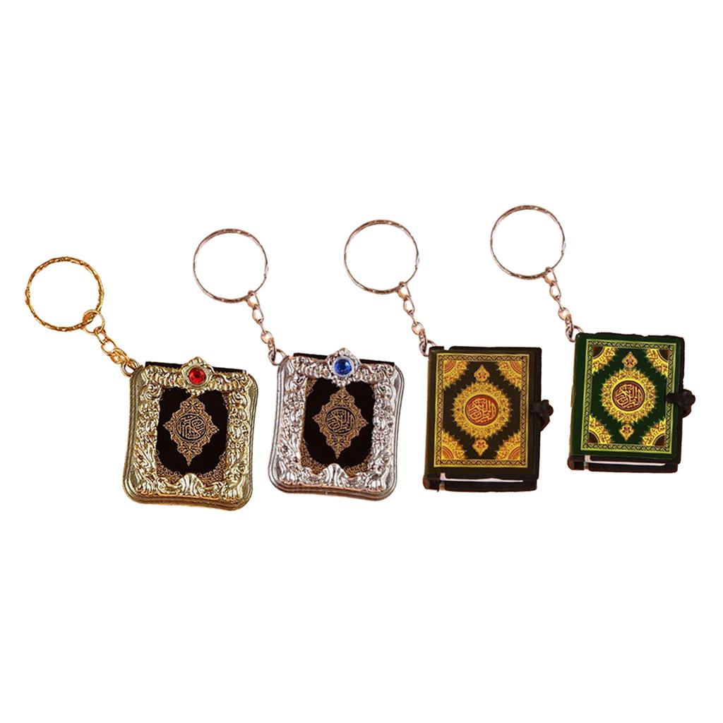 Mini Quran Keychain Arabic Muslim Keyring Key Holder Memorial Jewelry Black