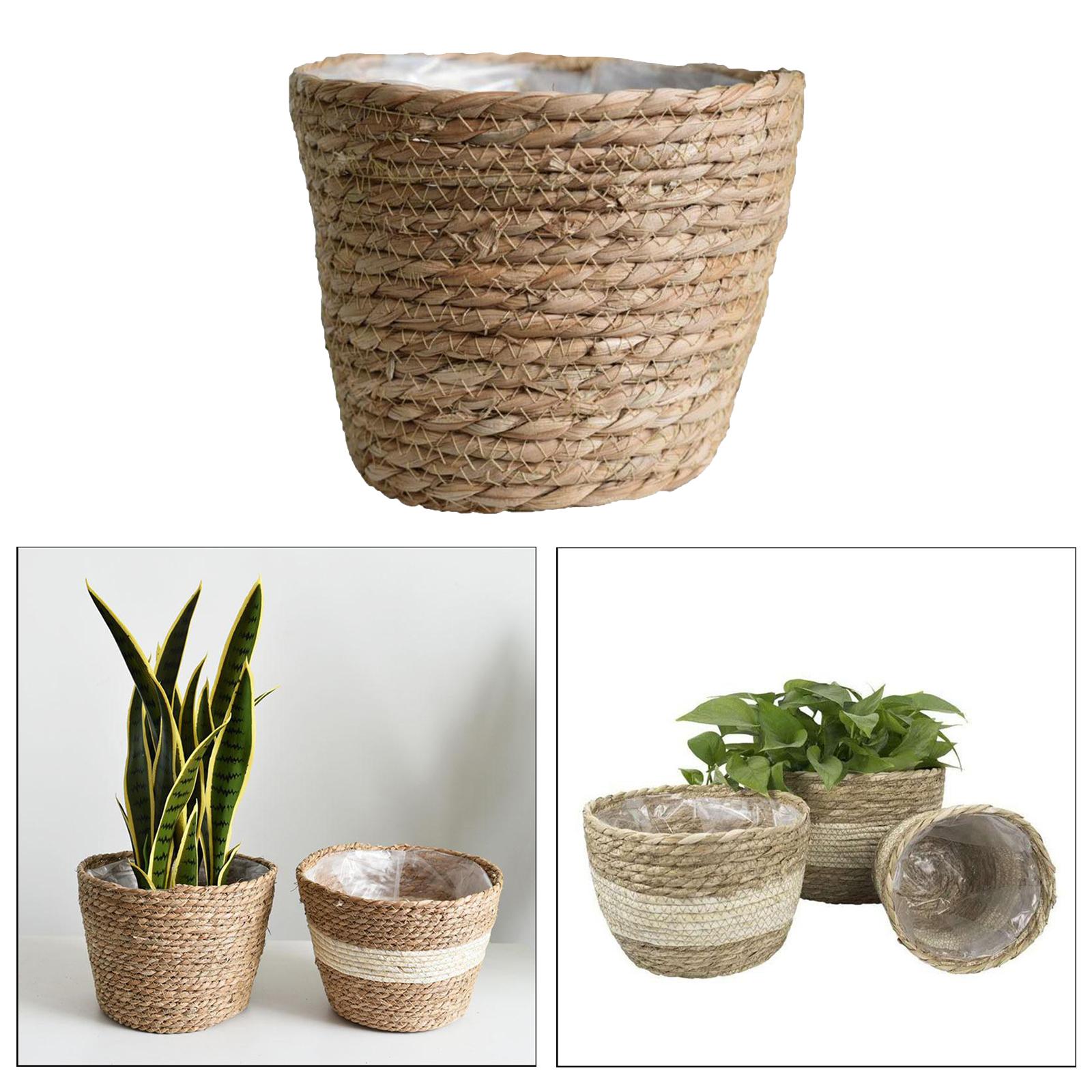 Rustic Handcrafted Woven Rattan Natural Seagrass Basket 22x15x14CM Medium