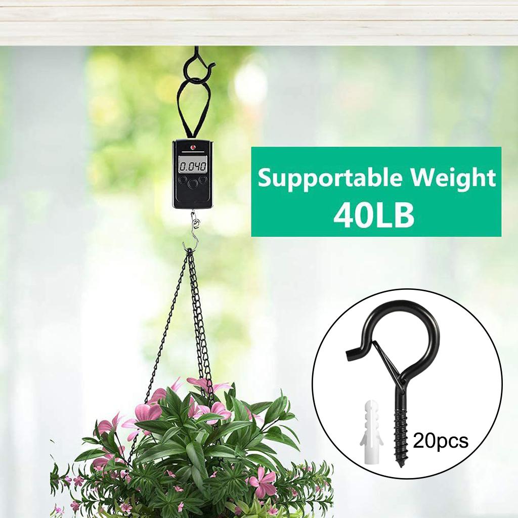 20PCS Q-shaped Screw Hooks Screw-in Safety Buckle Design Hanging Planters