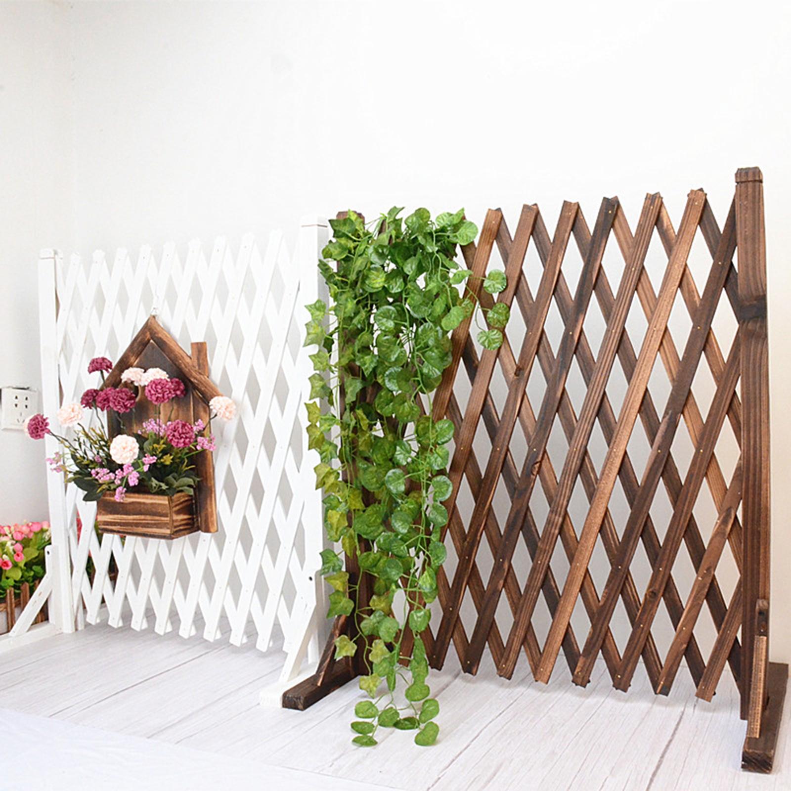 2xExpandable Wood Fence Foldable Garden Screen Panel for Yard Courtyard Home