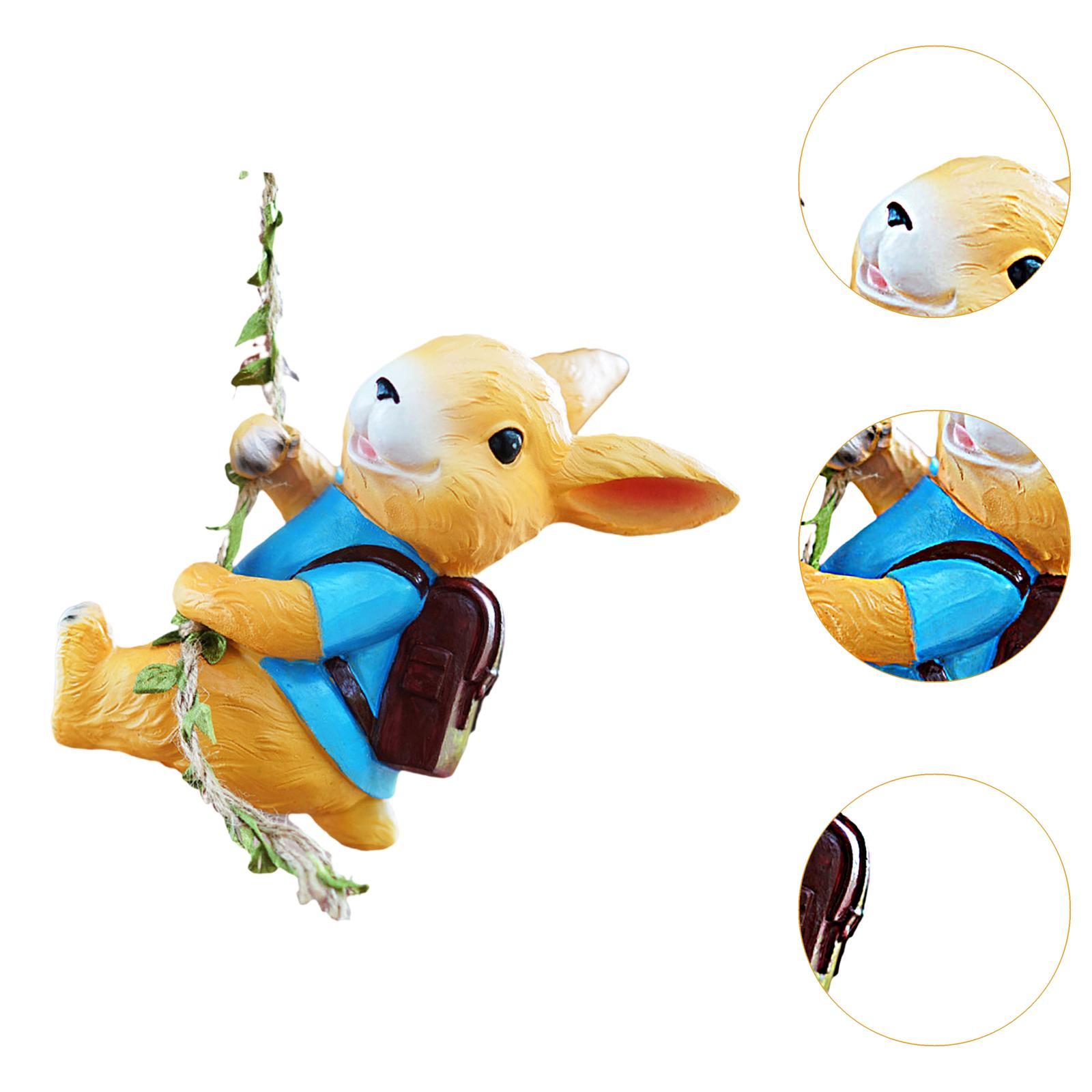 Climbing Animal Statue Resin Garden Sculpture Lawn Ornament Hanging Figurine Bunny 10x9x18cm
